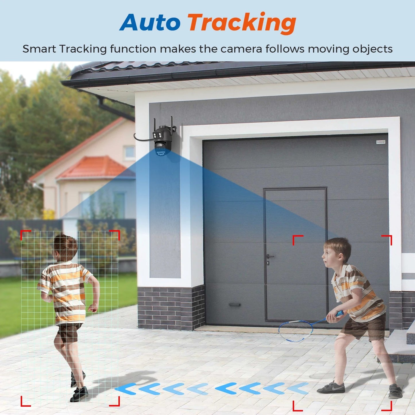 Dual-Lens 8MP/10MP HD Smart Outdoor Wi-Fi Camera – AI Auto-Tracking, Two-Way Audio, Night Vision, IP66 Waterproof