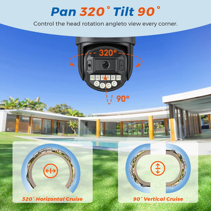 Dual-Lens 8MP/10MP HD Smart Outdoor Wi-Fi Camera – AI Auto-Tracking, Two-Way Audio, Night Vision, IP66 Waterproof