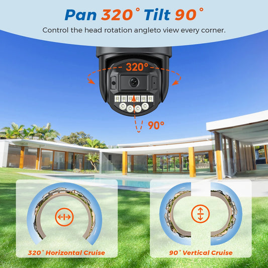 Dual-Lens 8MP/10MP HD Smart Outdoor Wi-Fi Camera – AI Auto-Tracking, Two-Way Audio, Night Vision, IP66 Waterproof